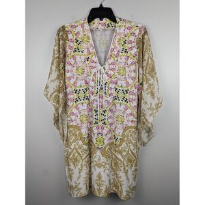 ANALILI Women's Retro Boho Paisley Print Tunic Dress S Fairy Cottage Core Y2K